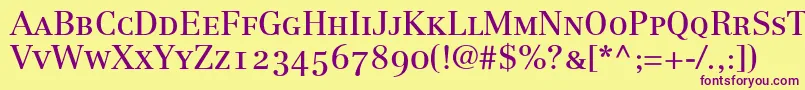 LinotypeCentennial55RomanSmallCapsOldstyleFigures Font – Purple Fonts on Yellow Background