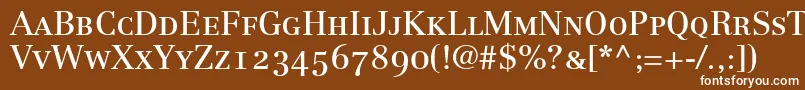 LinotypeCentennial55RomanSmallCapsOldstyleFigures Font – White Fonts on Brown Background