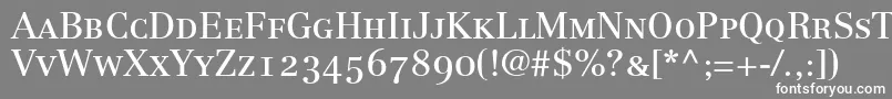 LinotypeCentennial55RomanSmallCapsOldstyleFigures-Schriftart – Weiße Schriften auf grauem Hintergrund