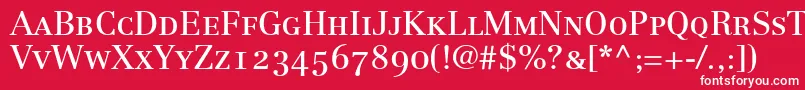 LinotypeCentennial55RomanSmallCapsOldstyleFigures Font – White Fonts on Red Background