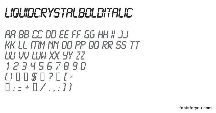 Czcionka LiquidcrystalBolditalic – alfabet, cyfry, specjalne znaki