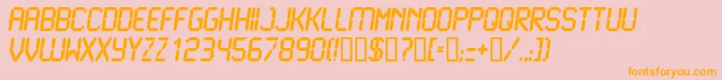 LiquidcrystalBolditalic-Schriftart – Orangefarbene Schriften auf rosa Hintergrund