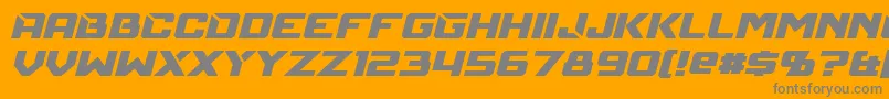 Weitere Informationen zur MechfireItalic-Schriftart MechfireItalic-Schriftart – Graue Schriften auf orangefarbenem Hintergrund