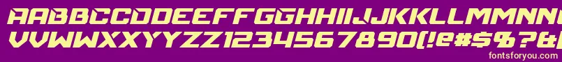 MechfireItalicフォントについての詳細 フォントMechfireItalic – 紫の背景に黄色のフォント