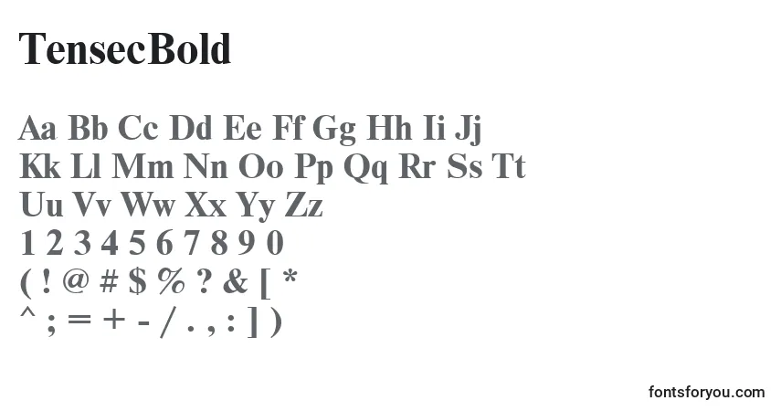 A fonte TensecBold – alfabeto, números, caracteres especiais