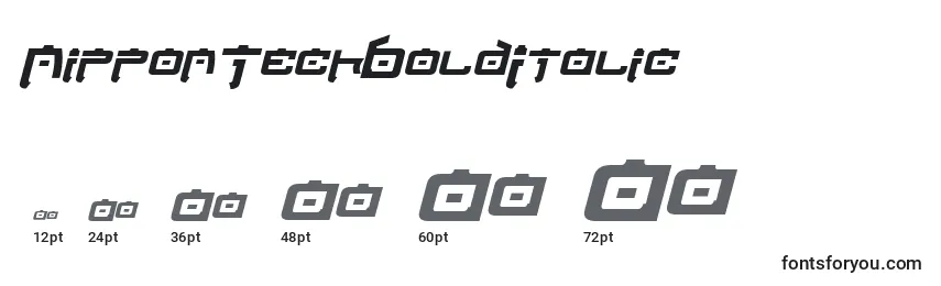 Размеры шрифта NipponTechBoldItalic