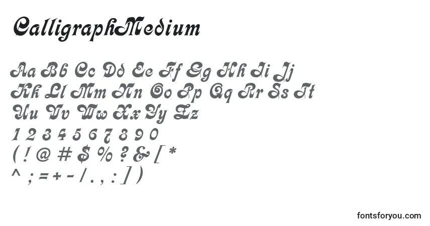 Schriftart CalligraphMedium – Alphabet, Zahlen, spezielle Symbole