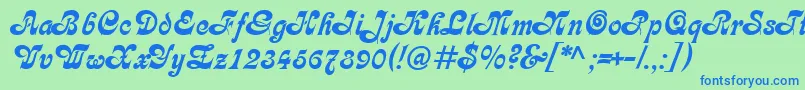 CalligraphMedium Font – Blue Fonts on Green Background