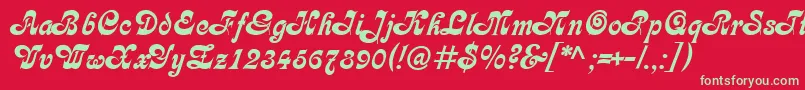 CalligraphMedium Font – Green Fonts on Red Background