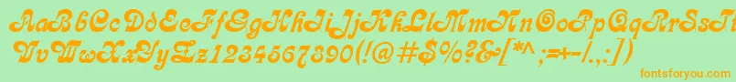 フォントCalligraphMedium – オレンジの文字が緑の背景にあります。