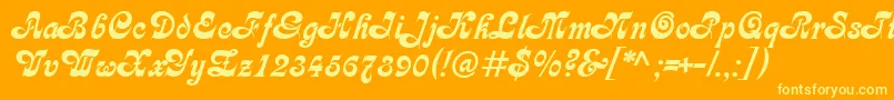 CalligraphMedium Font – Yellow Fonts on Orange Background