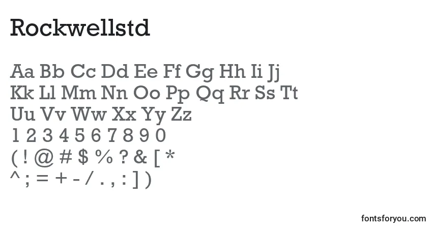 A fonte Rockwellstd – alfabeto, números, caracteres especiais