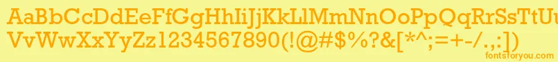 Rockwellstd-fontti – oranssit fontit keltaisella taustalla