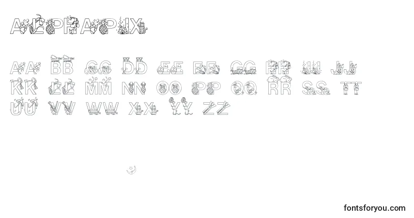 Schriftart Alphapix – Alphabet, Zahlen, spezielle Symbole