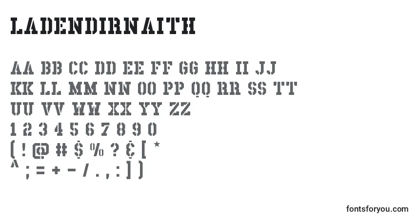 A fonte LadenDirnaith – alfabeto, números, caracteres especiais