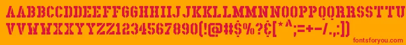 LadenDirnaith-Schriftart – Rote Schriften auf orangefarbenem Hintergrund