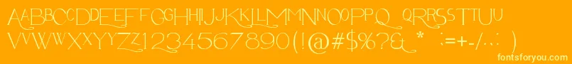 AvantiSerif-Schriftart – Gelbe Schriften auf orangefarbenem Hintergrund