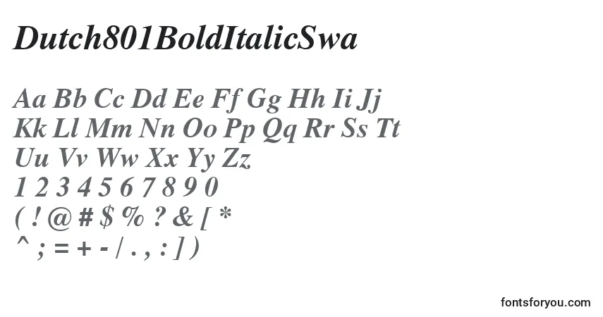 Шрифт Dutch801BoldItalicSwa – алфавит, цифры, специальные символы