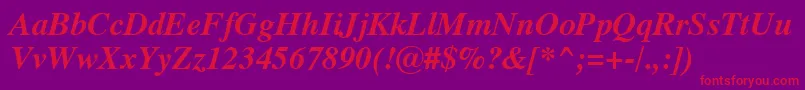 Dutch801BoldItalicSwa Font – Red Fonts on Purple Background