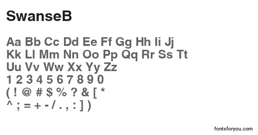 A fonte SwanseB – alfabeto, números, caracteres especiais