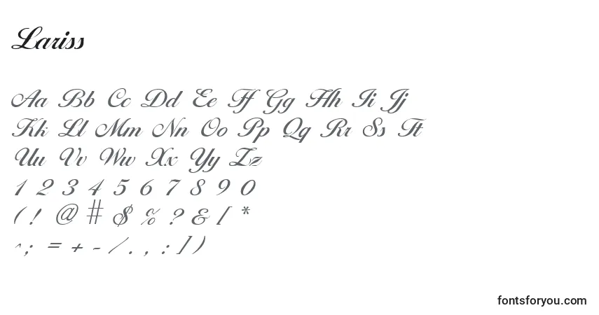 Fuente Lariss - alfabeto, números, caracteres especiales