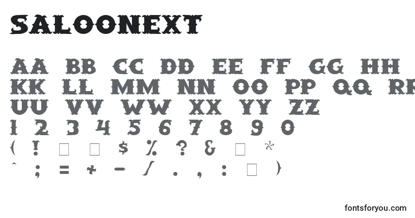 Schriftart Saloonext – Alphabet, Zahlen, spezielle Symbole