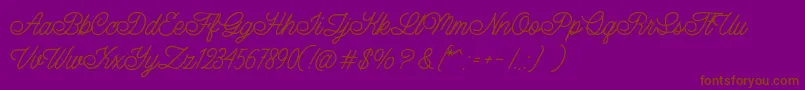フォントLazyRidePersonalUse – 紫色の背景に茶色のフォント