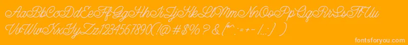 LazyRidePersonalUse-Schriftart – Rosa Schriften auf orangefarbenem Hintergrund