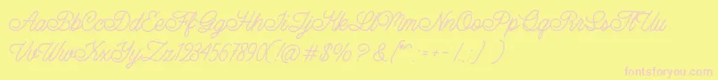 フォントLazyRidePersonalUse – ピンクのフォント、黄色の背景