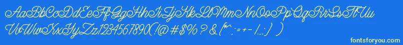 LazyRidePersonalUse-Schriftart – Gelbe Schriften auf blauem Hintergrund