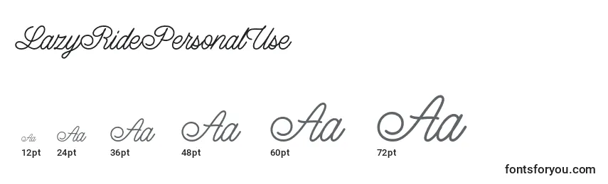 LazyRidePersonalUse Font Sizes