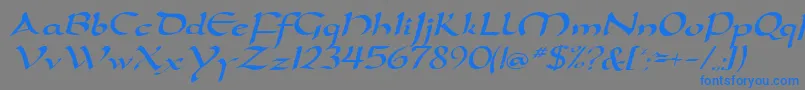 フォントDoritaRegularDb – 灰色の背景に青い文字