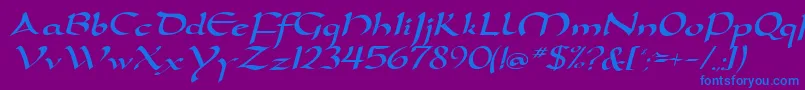 DoritaRegularDb-Schriftart – Blaue Schriften auf violettem Hintergrund