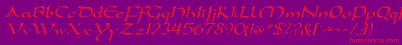 DoritaRegularDb-Schriftart – Rote Schriften auf violettem Hintergrund