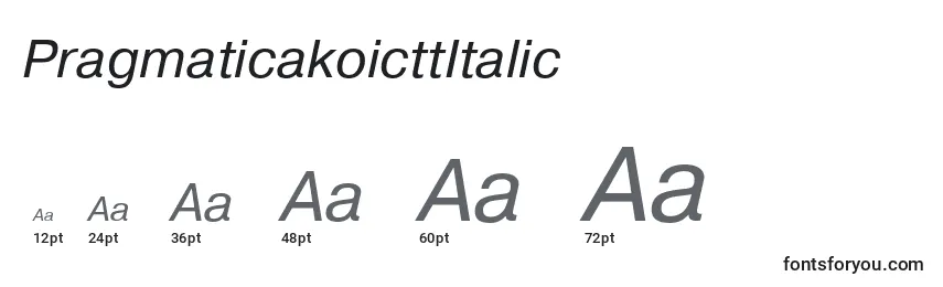 PragmaticakoicttItalic-fontin koot