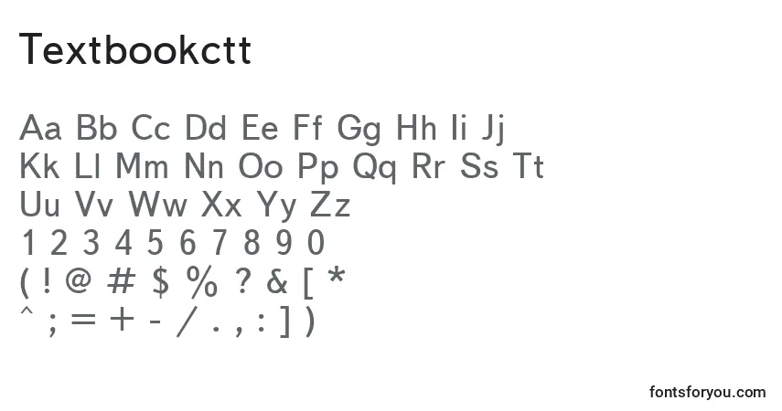 Czcionka Textbookctt – alfabet, cyfry, specjalne znaki