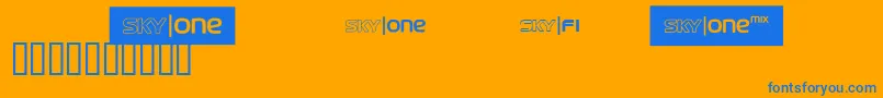 Skyfontone Font – Blue Fonts on Orange Background