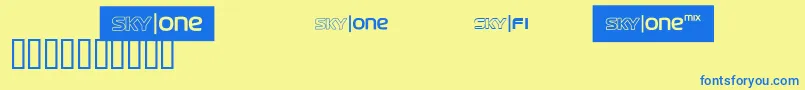 Skyfontone Font – Blue Fonts on Yellow Background