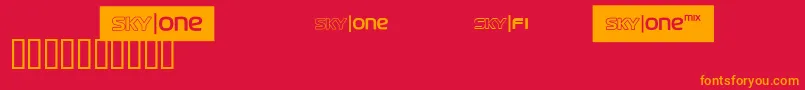 Skyfontone Font – Orange Fonts on Red Background