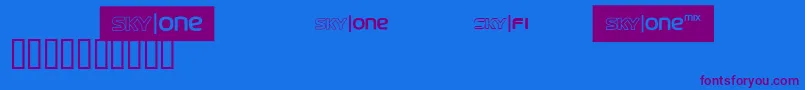 Skyfontone Font – Purple Fonts on Blue Background