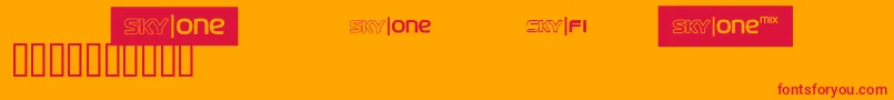 Skyfontone Font – Red Fonts on Orange Background