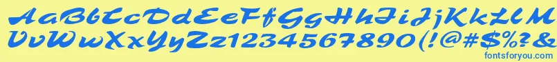 TamboScript Font – Blue Fonts on Yellow Background