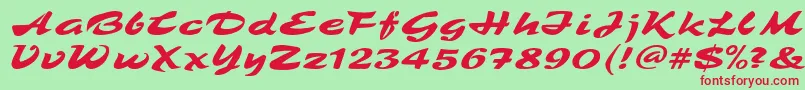 TamboScript-fontti – punaiset fontit vihreällä taustalla
