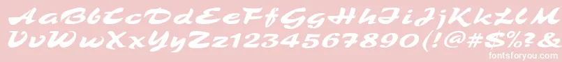 TamboScript-Schriftart – Weiße Schriften auf rosa Hintergrund