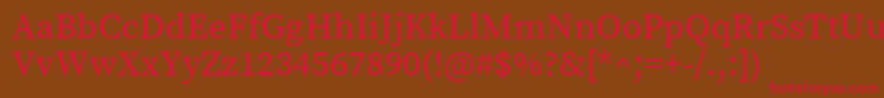 フォントSourceserifproRegular – 赤い文字が茶色の背景にあります。