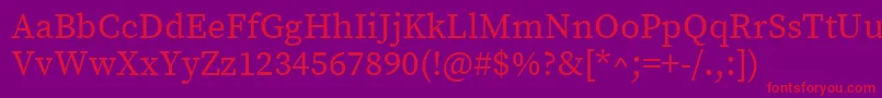 SourceserifproRegular Font – Red Fonts on Purple Background