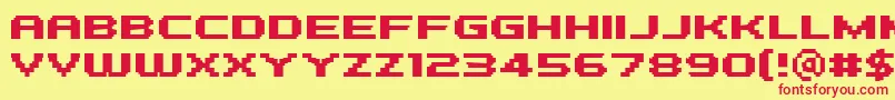 PfTempestaFiveExtendedBold-Schriftart – Rote Schriften auf gelbem Hintergrund