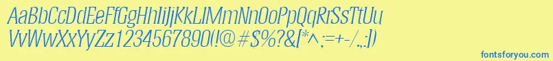 HeliumlhItalic Font – Blue Fonts on Yellow Background