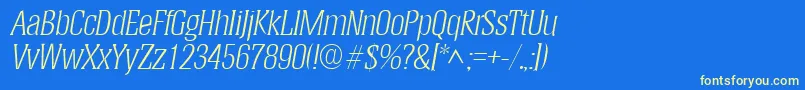 HeliumlhItalic Font – Yellow Fonts on Blue Background