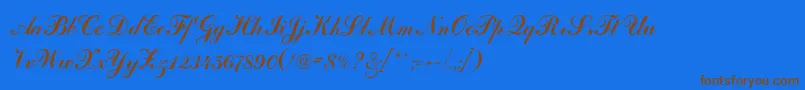 フォントArtscriptRegular – 茶色の文字が青い背景にあります。